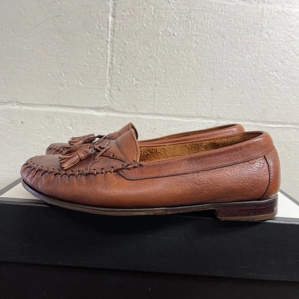 J. Murphy Johnston & Murphy Brown Leather Kiltie Tassel Loafers Men's 9.5 W‎
